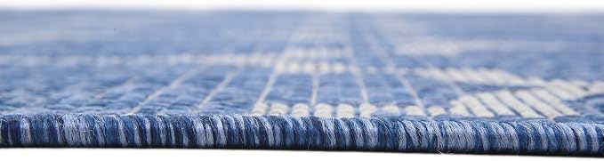 Unique Loom Outdoor Trellis Collection Area Rug (7' 10" x 11' 4" Rectangle, Navy Blue/ Ivory)