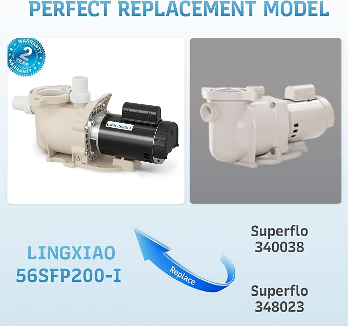 Single Speed Pool Pump 1.5HP, 115/208-230V, 6340GPH, In/Above Pool Pump, Low Nosie, High Flow, Powerful Self Primming Swimming Pool Pumps Inground with 2"/1.5" Fittings - 2 Year Warranty