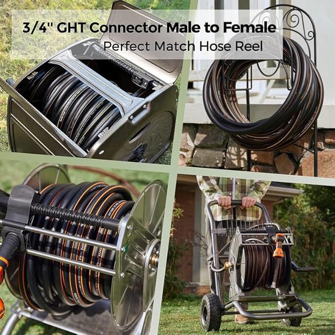 Giraffe Tools Garden Hose 5/8", Custom Length, Heavy Duty, No Kink, Flexible, Rubber Garden Hose, Leakproof Water Hose, 600 Burst PSI, 30ft Male to Female Hose