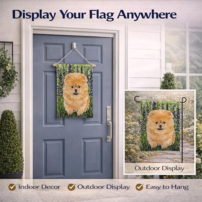 Caroline's Treasures SS8746GF Pomeranian Garden Flag Mailbox Flag Decorative Yard Flag Banner Outside Patio Artwork Yard Flower Beds, Garden Size, Multicolor