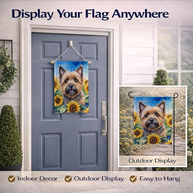 Caroline's Treasures DAC6044GF Cairn Terrier in Sunflowers Garden Flag Mailbox Flag Decorative Yard Flag Banner Outside Patio Artwork Yard Flower Beds, Garden Size, Multicolor