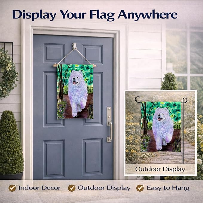 Caroline's Treasures SS8458GF Samoyed Garden Flag Mailbox Flag Decorative Yard Flag Banner Outside Patio Artwork Yard Flower Beds, Garden Size, Multicolor