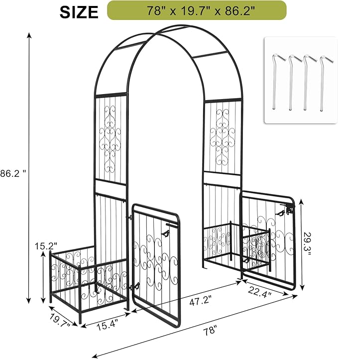 Garden Arch Trellis for Climbing Plants Outdoor, Metal Arch Frame Garden Arbors and Arches, Outdoor Archway Metal Arch Backdrop Stand for Flower Vines Wedding Bridal Birthday Party Decoration