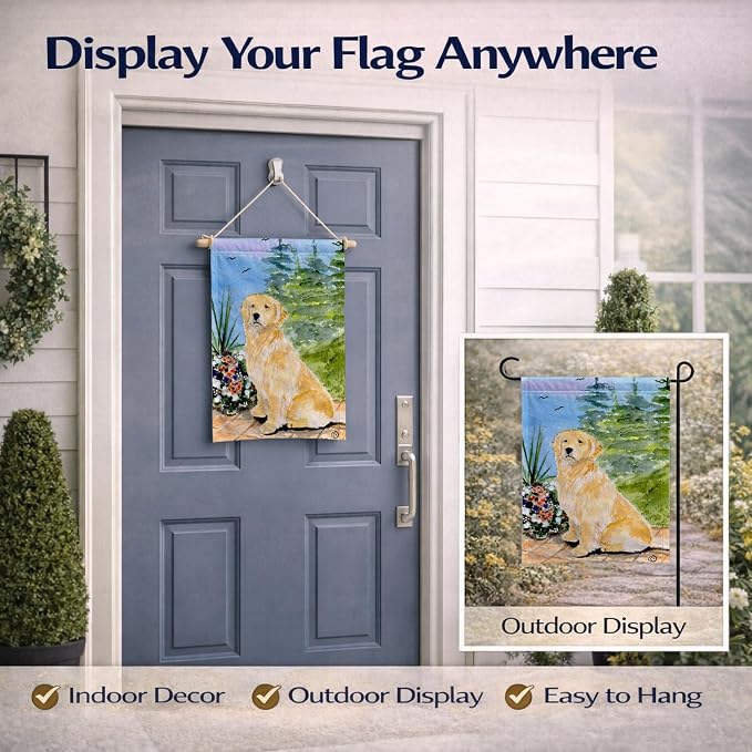 Caroline's Treasures SS8758GF Golden Retriever Garden Flag Mailbox Flag Decorative Yard Flag Banner Outside Patio Artwork Yard Flower Beds, Garden Size, Multicolor