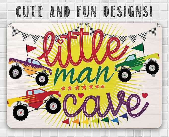 Metal Sign - Little Man Cave - Durable Metal Sign - Use Indoor/Outdoor - Makes a Great Kid's Room Decor and Baby Shower Gift Under $25 (12" x 18")