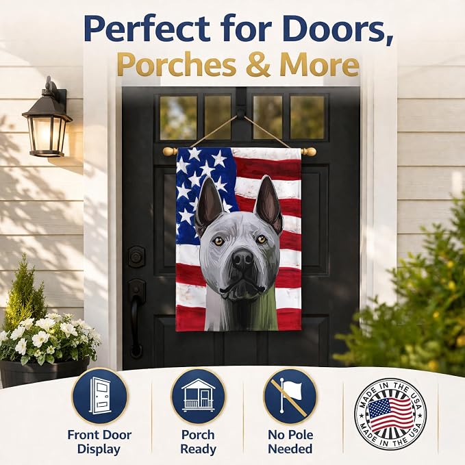 Caroline's Treasures CK6738CHF Thai Ridgeback American Flag House Flag Large Porch Sleeve Pole Decorative Outside Yard Banner Artwork Wall Hanging, Polyester, House Size, Multicolor