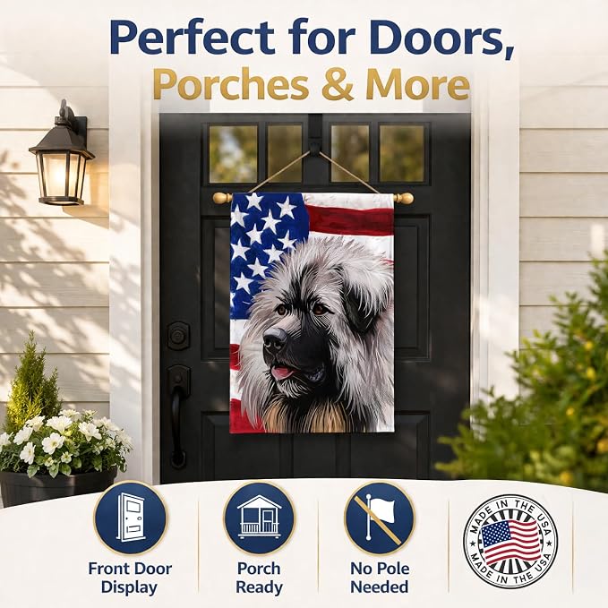 Caroline's Treasures CK6689CHF Sarplaninac Dog American Flag House Flag Large Porch Sleeve Pole Decorative Outside Yard Banner Artwork Wall Hanging, Polyester, House Size, Multicolor