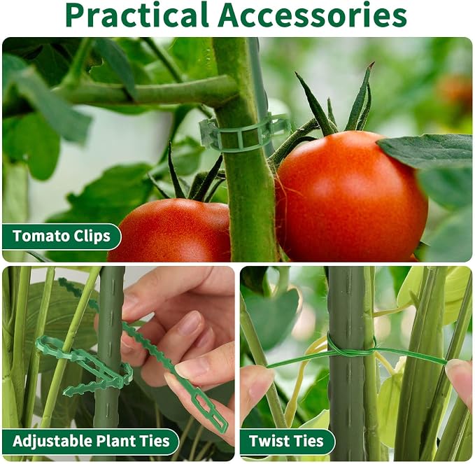 ROADPLUM 3 Pack 48" Tomato Cage for Garden, Heavy Duty Adjustable Plastic Coated Steel Pipe Tomato Stakes Trellis Plant Cages for Vegetable, Fruit, Flower, Rose Vine Climbing Plants