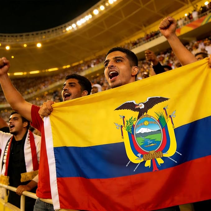 Ahfulife Ecuador Flag 3x5 Ft, 2 Pcs Large Ecuadorian National Flags for Outdoor Indoor, Double Sided with Brass Eyelets for World Cup, Party, Garden, Bar, Street Decor
