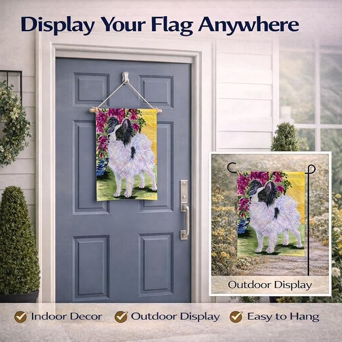 Caroline's Treasures SS8477GF Papillon Garden Flag Mailbox Flag Decorative Yard Flag Banner Outside Patio Artwork Yard Flower Beds, Garden Size, Multicolor