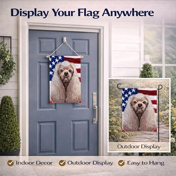 Caroline's Treasures CK6396GF American Cocker Spaniel American Flag Garden Flag Mailbox Flag Decorative Yard Flag Banner Outside Patio Artwork Yard Flower Beds, Garden Size, Multicolor