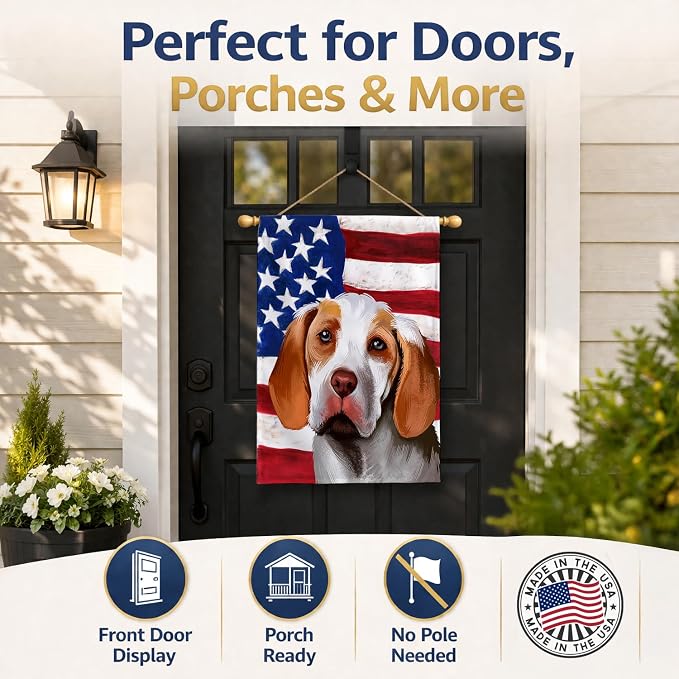 Caroline's Treasures CK6406CHF Ariege Pointer Dog American Flag House Flag Large Porch Sleeve Pole Decorative Outside Yard Banner Artwork Wall Hanging, Polyester, House Size, Multicolor