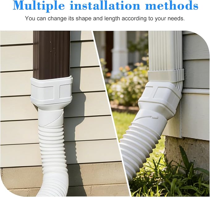 Prestantious 16.5ft Long Gutter Downspout Extensions, Downspout Extender Drainage Pipe for 2"×3" and 3"×4" Downspout, Outside Diameter 3.1 Inches, Pipe Stretched Length 16.5ft (White-1 pack)