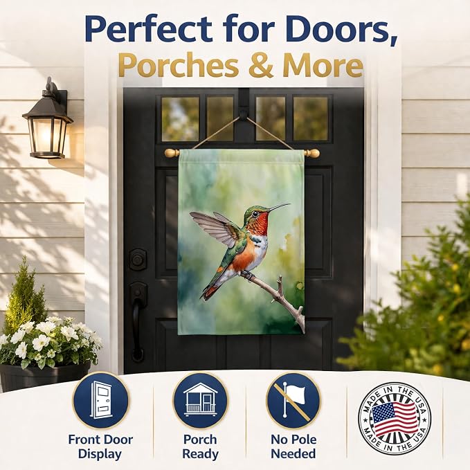 Caroline's Treasures Allens Hummingbird House Flag Large Porch Sleeve Pole Decorative Outside Yard Banner Artwork Wall Hanging, Polyester, House Size, Multicolor