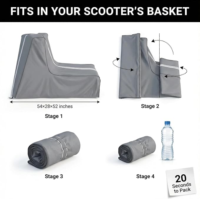 Universal Electric Scooter Cover, Outdoor Waterproof and Dustproof Scooter Covers, Adults/Kids Electric Scooter Storage cover, L54xW28xH52 Inch, Suitable for 300W to 2000W Electric Scooters, Grey