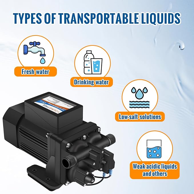 YOUNGTREE Brushless 110V Water Pressure Transfer Pump Continuous Duty 6.0GPM 55PSI On Demand Fresh Water Diaphragm Pump 110 Volt AC for Irrigation Garden Home Pool Car Washing Rain Barrel Industry