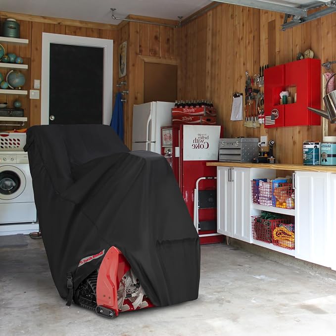 Porch Shield Snow Blower Cover - Outdoor Snowblower Cover Waterproof Heavy Duty for Most Two Stage Snow Thrower 60''L x 30''W x 50''H Black