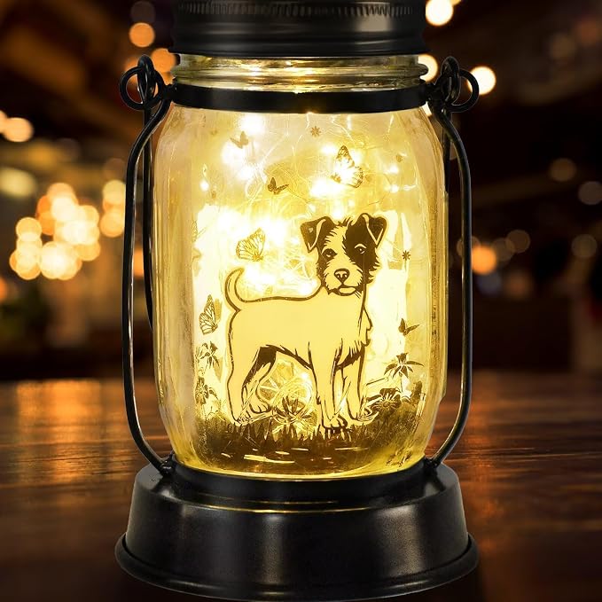 kyoryuger Jack Russell Terrier Gifts for Women/Men Jack Russell Terrier Solar Lanterns Mom Birthday Dog Lovers Lantern Pet Loss Pet Memorial Lights Solar Garden Decor Yard, Patio,Backyard,Porch Torch