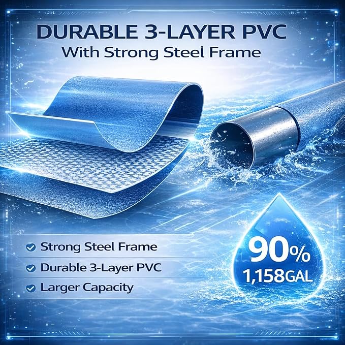 Nattork Above Ground Pool 10' x 30" Framed Swimming Pools, Outdoor Backyard Pool Round Family Pool Set Easy-Install Upgraded T-Pipe 1200 Gallon Pool Backyard Pool