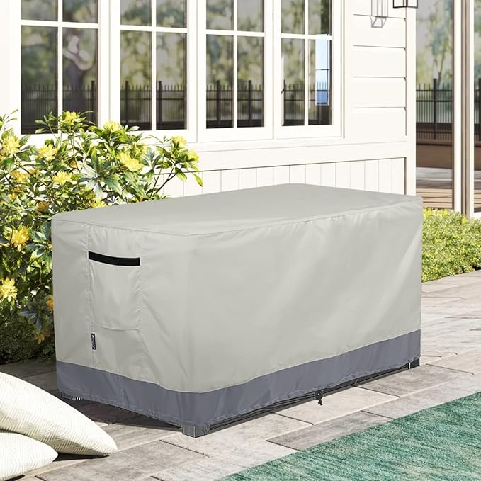 Patio Deck Box Cover Waterproof Outdoor Rectangular Storage Bench Cover 46L x 22W x 24H inch