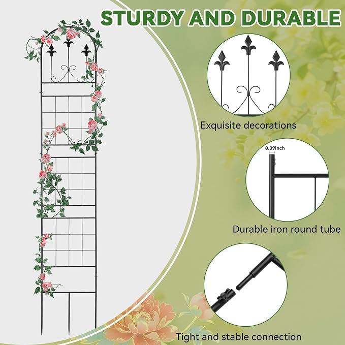Amoskey 2 Pack 79x13in Durable Garden Trellis for Climbing Plants - Outdoor Trellis Supports for Lush Greenery - Ideal for Vines, Flowers, and Vegetables, Easy Installation & Space-Saving Design