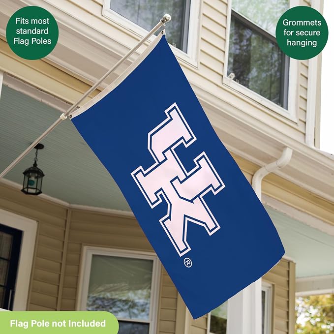 NCAA University of Kentucky Flag with Grommets, 3'x5' UK Wildcats Outdoor College Flags & Banners for Garden Patio Indoor Wall Décor