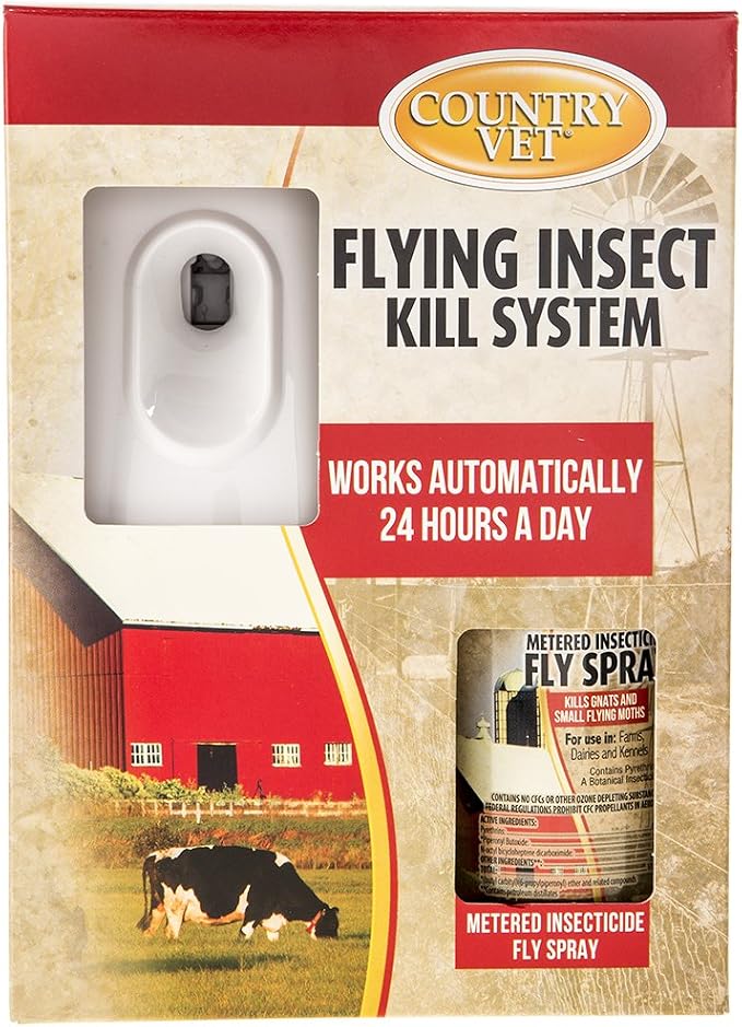 Waterbury Country Vet Flying InsectKill System - 24 Hour Control | Dispenser activates the metered valve every 15 minutes, 24 hours a day.
