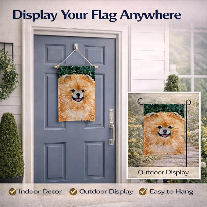 Caroline's Treasures SS8725GF Pomeranian Garden Flag Mailbox Flag Decorative Yard Flag Banner Outside Patio Artwork Yard Flower Beds, Garden Size, Multicolor