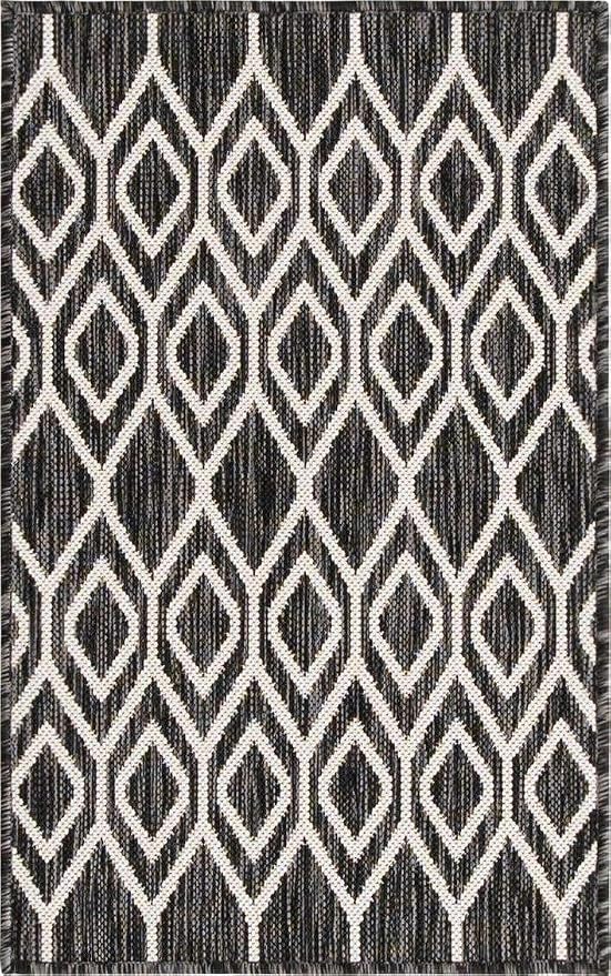 Jill Zarin Outdoor Collection Area Rug - Turks and Caicos (2' 2" x 3' Rectangle Charcoal Gray/Ivory)