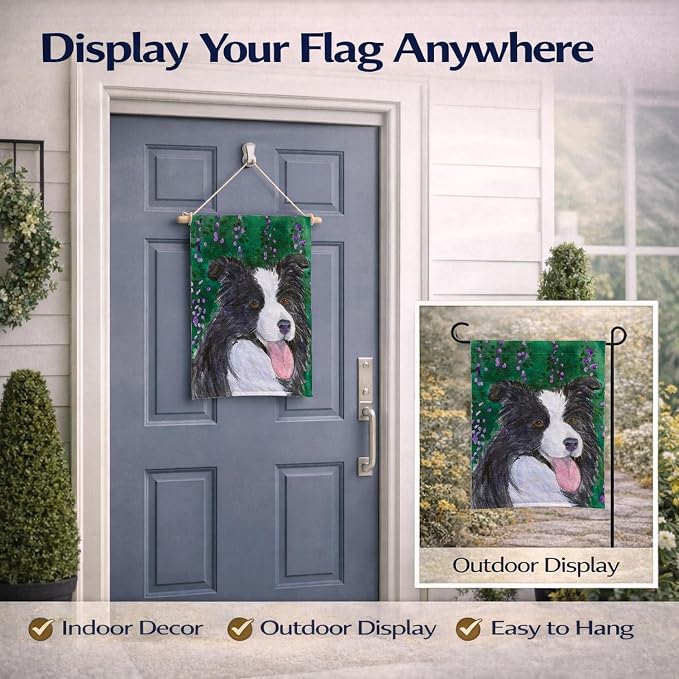 Caroline's Treasures SS1053GF Border Collie Garden Flag Mailbox Flag Decorative Yard Flag Banner Outside Patio Artwork Yard Flower Beds, Garden Size, Multicolor