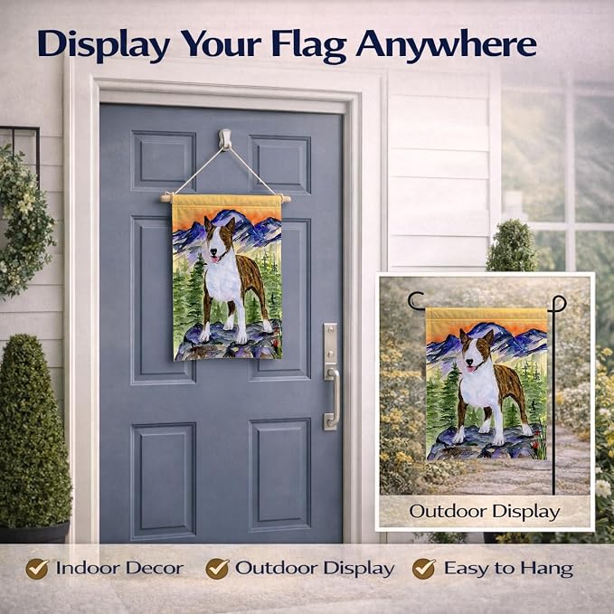 Caroline's Treasures SS8167GF Bull Terrier Garden Flag Mailbox Flag Decorative Yard Flag Banner Outside Patio Artwork Yard Flower Beds, Garden Size, Multicolor