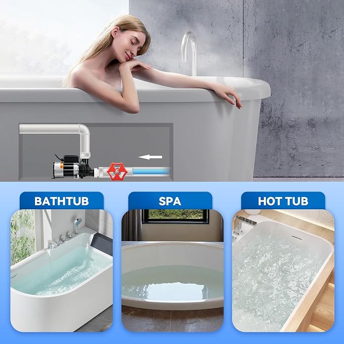 Mxmoonant SPA Pump, 1.5HP 110V Hot Tub SPA Circulation Pumps, Bathtub Pump | 36.09FT Hmax, 97.74GPM Qmax, Full Copper Motor, SPA Motor for Water Circulation 1.5" Plumbing (US Plug)