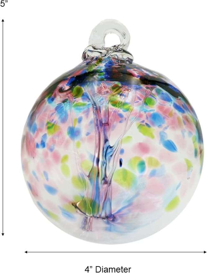 Dale Tiffany Hand Blown Glass, 4" Diameter Hope, Tree of Life Collection, Witch Globe Hanging Garden Indoor/Outdoor Decorative Ornament Gazing Ball