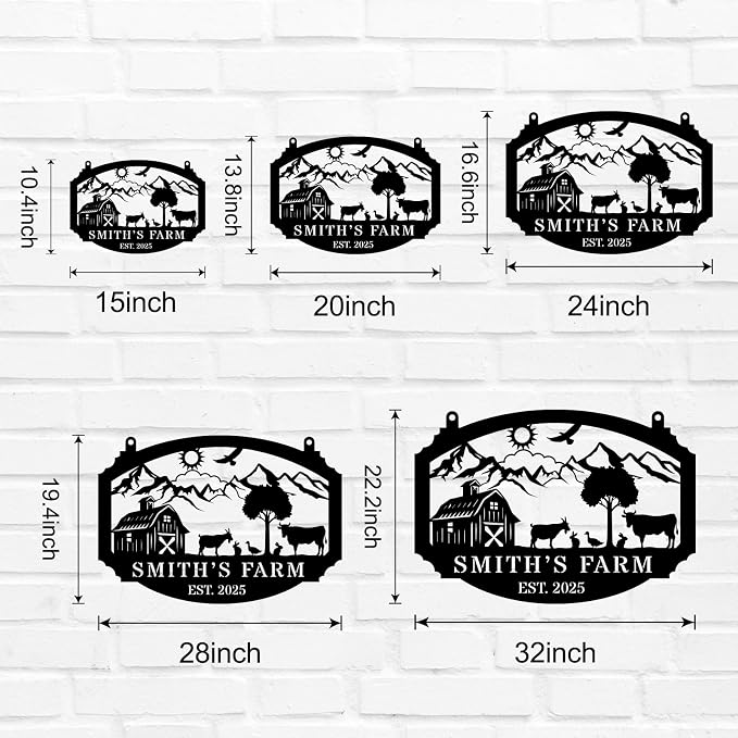 Personalized Metal Farm Hanging Sign, Custom Your Large Farm Sign, Barn Sign, Outdoor Farmhouse Decor, Farm Gate Sign, Farm Sign with all farm Pets
