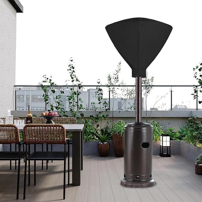 Easy-Going Patio Heater Head Cover with Zipper and Storage Bag, Waterproof Outdoor Round 34"D Heater Cover Top for Standing Heat, Dustproof, UV-Resistant, Black