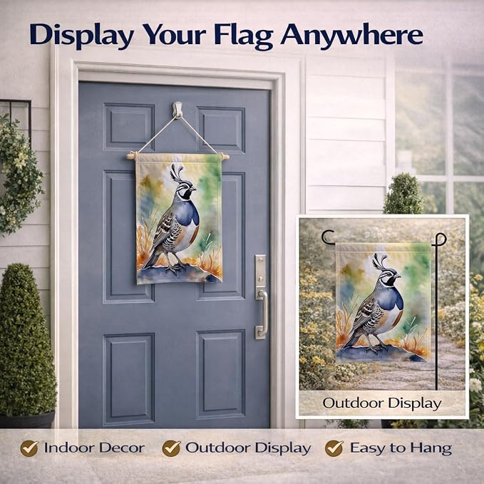 Caroline's Treasures California Quail Garden Flag Mailbox Flag Decorative Yard Flag Banner Outside Patio Artwork Yard Flower Beds, Garden Size, Multicolor