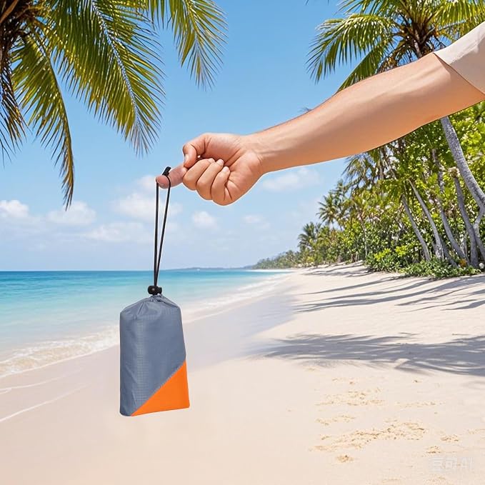 Pocket Picnic Blanket 60"x50" Foldable Compact Beach Camping Mat with Storage Bag for Hiking Travel Outdoor Recreation
