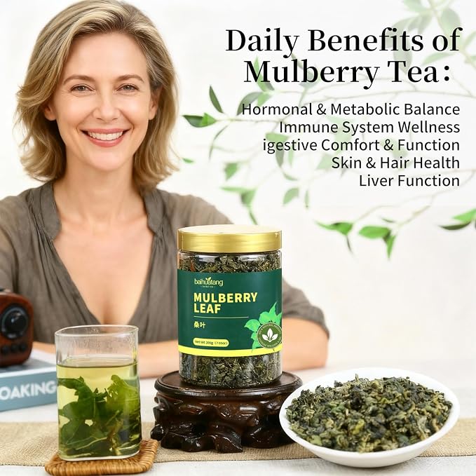 Baihuatang Natural Dried Mulberry Leaf 200g/7.05oz Premium Mulberry Leaves (桑叶茶), Sun-Dried, Sugar-Free, Caffeine-Free, No Additive