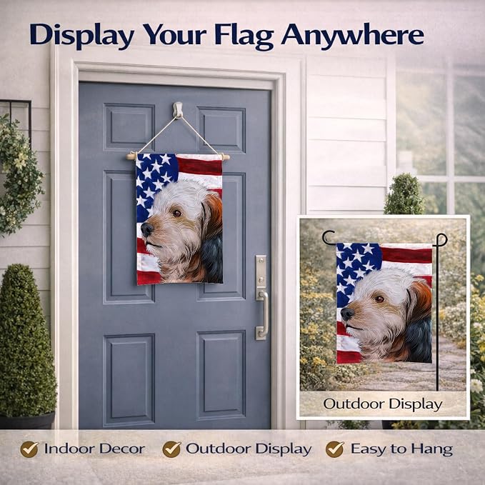 Caroline's Treasures CK6450GF Bosnian Coarse-haired Hound American Flag Garden Flag Mailbox Flag Decorative Yard Flag Banner Outside Patio Artwork Yard Flower Beds, Garden Size, Multicolor