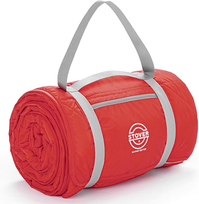 STOVER Large Waterproof Outdoor Stadium Blanket- Extra Thick Soft Fleece Camping Blanket for Travel, Picnics, Sports, Dogs 79"x55", Warm, Windproof, Sand-Proof, Lightweight, Packable (Stadium Scarlet)