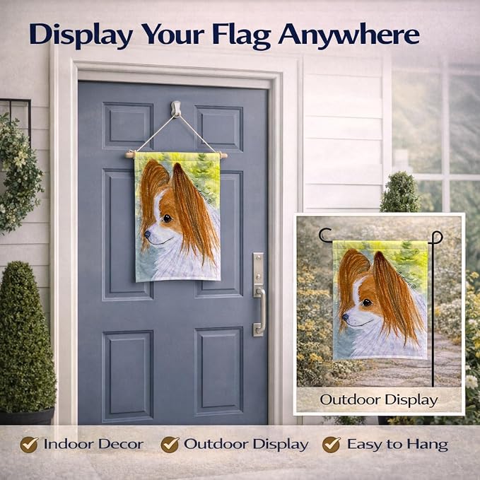 Caroline's Treasures SS1025GF Papillon Garden Flag Mailbox Flag Decorative Yard Flag Banner Outside Patio Artwork Yard Flower Beds, Garden Size, Multicolor