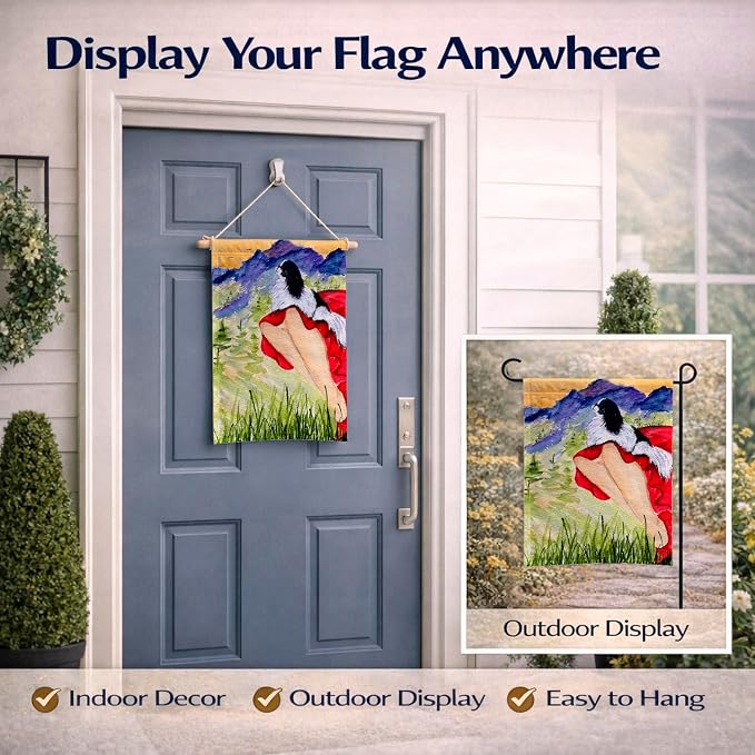 Caroline's Treasures SS8524GF Lady with her Japanese Chin Garden Flag Mailbox Flag Decorative Yard Flag Banner Outside Patio Artwork Yard Flower Beds, Garden Size, Multicolor