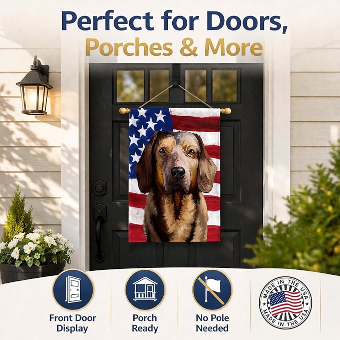 Caroline's Treasures CK6392CHF Alpine Dachsbracke American Flag House Flag Large Porch Sleeve Pole Decorative Outside Yard Banner Artwork Wall Hanging, Polyester, House Size, Multicolor