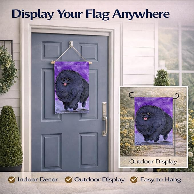 Caroline's Treasures SS8686GF Pomeranian Garden Flag Mailbox Flag Decorative Yard Flag Banner Outside Patio Artwork Yard Flower Beds, Garden Size, Multicolor