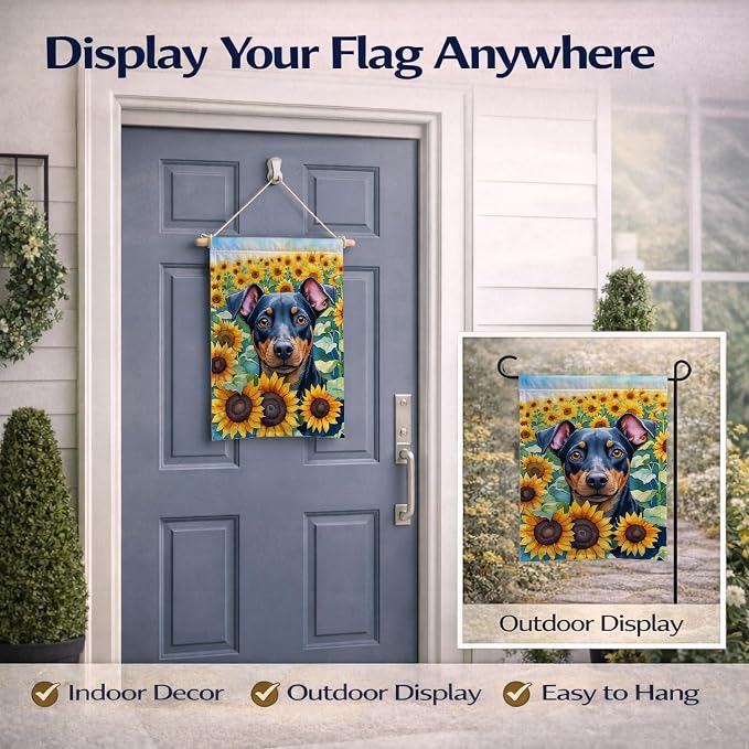 Caroline's Treasures DAC6119GF Manchester Terrier in Sunflowers Garden Flag Mailbox Flag Decorative Yard Flag Banner Outside Patio Artwork Yard Flower Beds, Garden Size, Multicolor