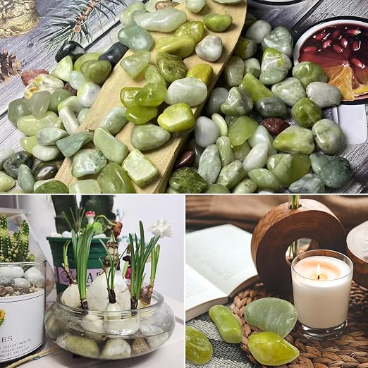 YISZM 5lbs Jade Pebbles for Indoor Plants, 2-3 Inch Natural River Rocks, High Polished Decorative Stones Vase Filler Fish Tank Aquariums Landscaping Garden Outdoor and Indoor DIY