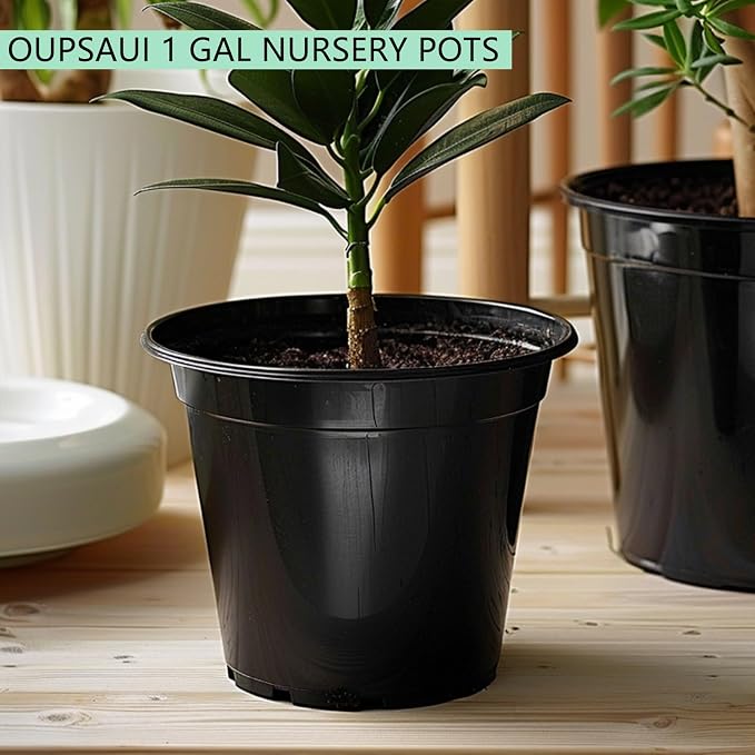 OUPSAUI 1 Gallon Pots for Plants,Flexible Gallon Plastic Nursery Pots with Drainage Holes, Plastic Pots for Outdoor Plants (1Gal-20pcs)