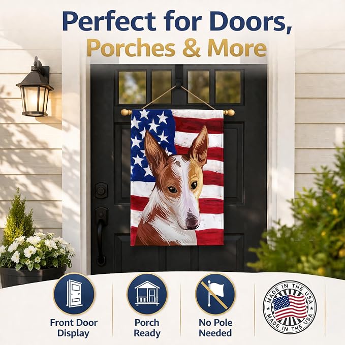 Caroline's Treasures CK6610CHF Majorca Ratter American Flag House Flag Large Porch Sleeve Pole Decorative Outside Yard Banner Artwork Wall Hanging, Polyester, House Size, Multicolor