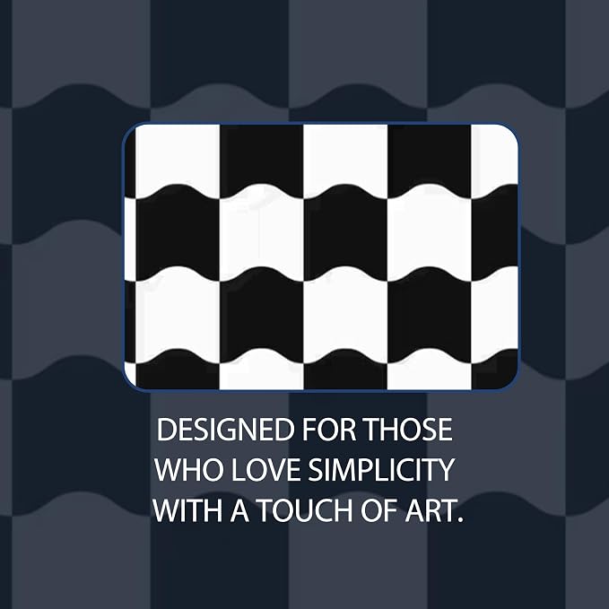 Wavy Checkered Black and White 100% Blackout Curtains for Bedroom Living Room, Modern Pattern Window Drapes, Thermal Insulated, Noise Reducing, Grommet Top, Set of 2 Panels, Each W52xL63