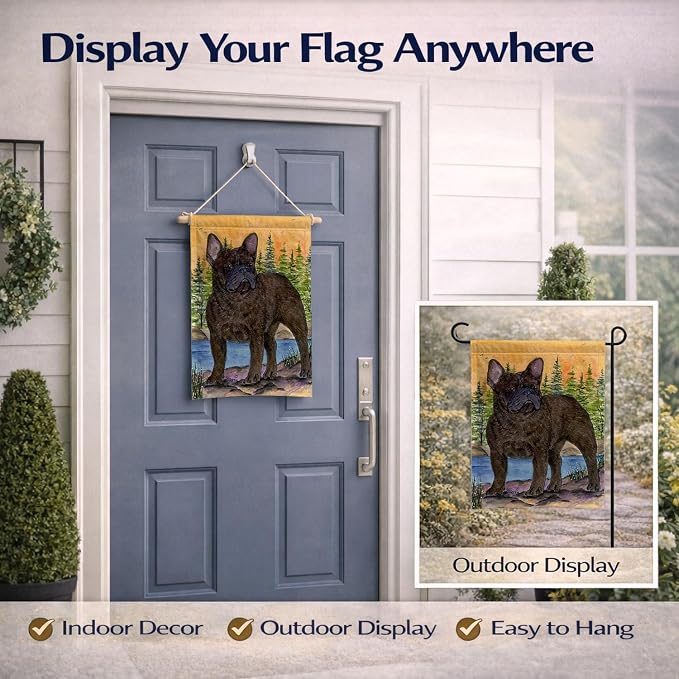 Caroline's Treasures SS8597GF French Bulldog Garden Flag Mailbox Flag Decorative Yard Flag Banner Outside Patio Artwork Yard Flower Beds, Garden Size, Multicolor